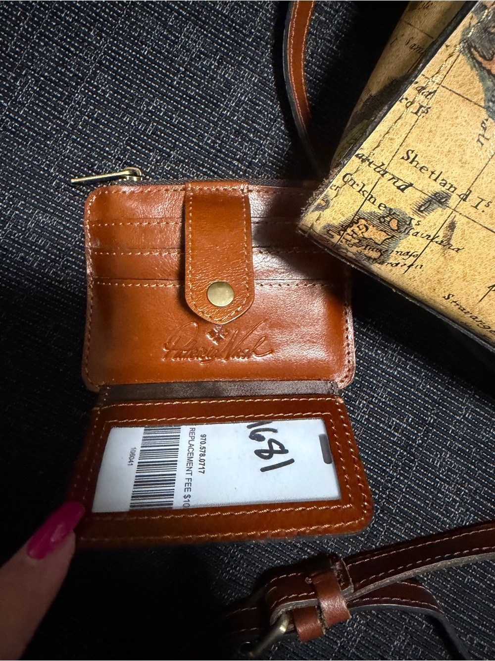 Patricia Nash Cognac Brown Leather Card Wallet with Wrist Strap - Picture 3 of 3